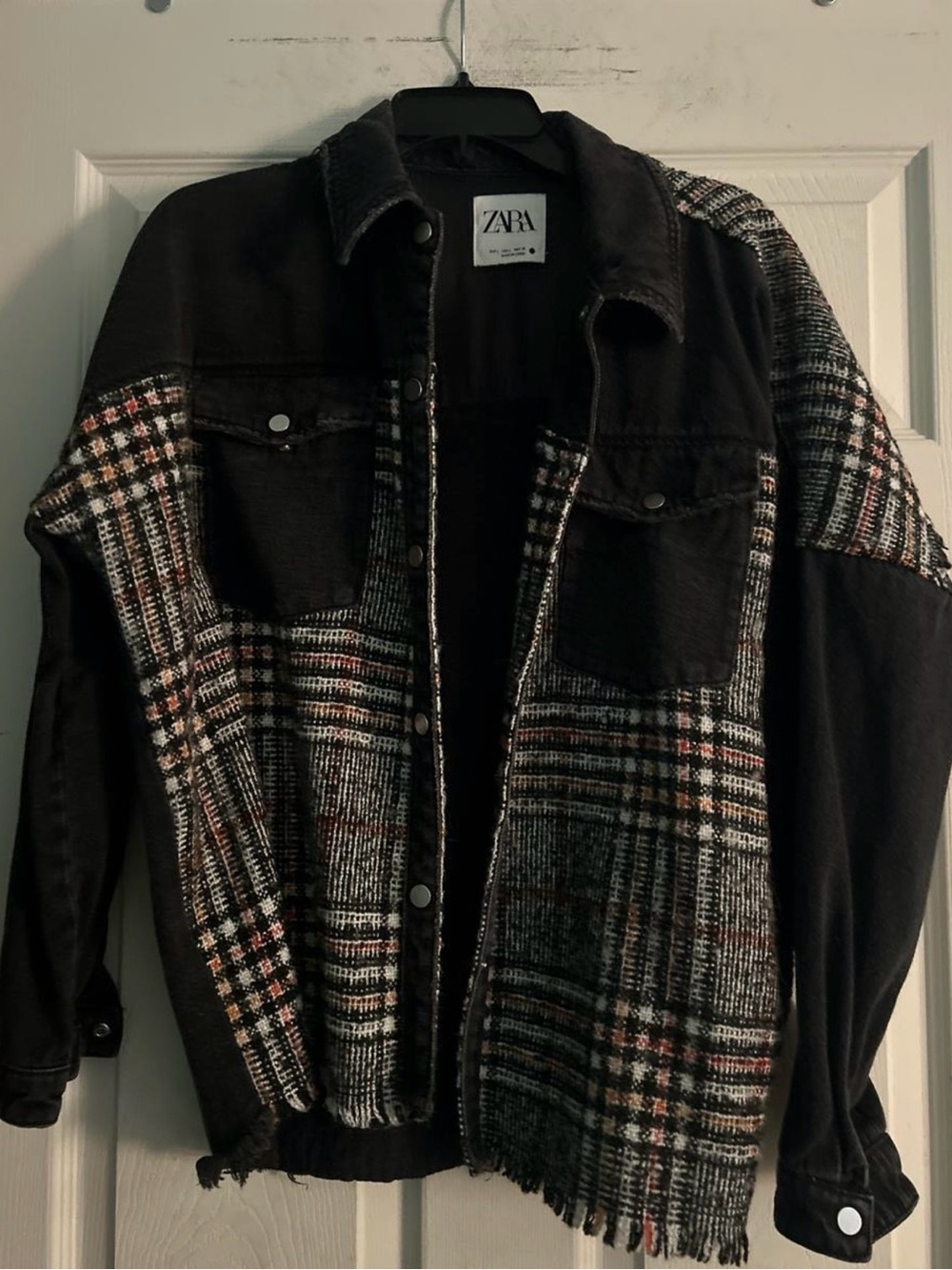 Zara Plaid Jean Jacket